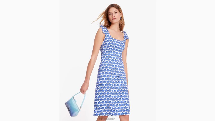 de Kate Spade Frauen Muschelkleid mit Schulterbindung Blaubeere/Sahne NB82J2696 Bekleidung