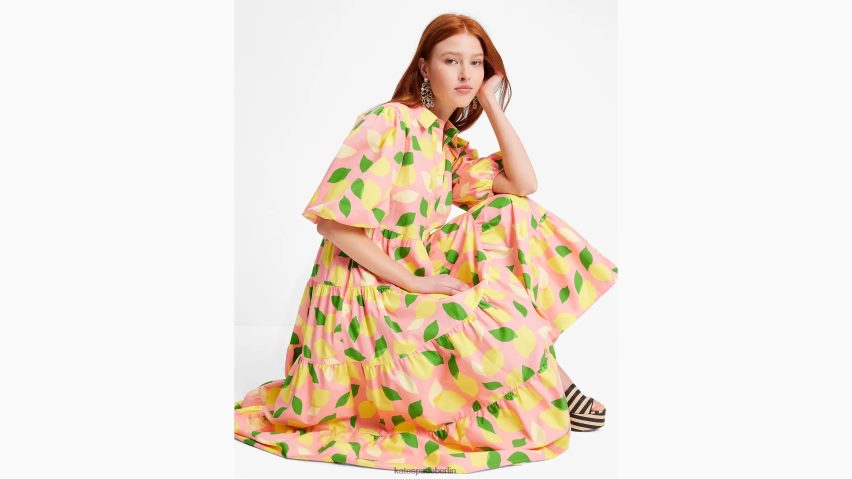 de Kate Spade Frauen Zitronengelbes Hemdkleid mit Taillenschnürung Seestern NB82J2704 Bekleidung