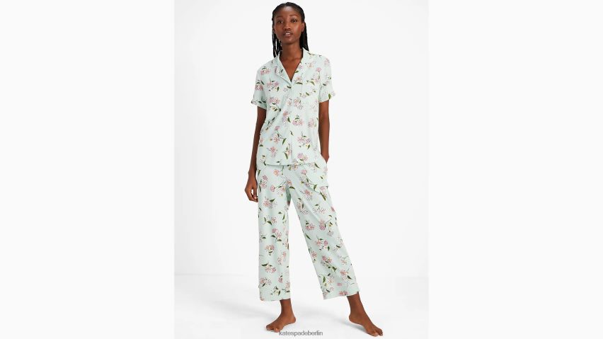 de Kate Spade Frauen Ernte-Pyjama-Set Frosch-Blumendruck NB82J2828 Bekleidung