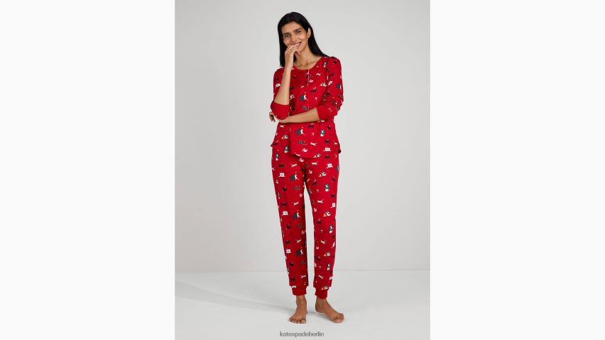 de Kate Spade Frauen Jogger-Pyjama-Set Deck den Pfotenabdruck NB82J2856 Bekleidung