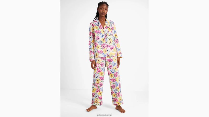 de Kate Spade Frauen Langes Pyjama-Set bemalte Tulpen NB82J2826 Bekleidung