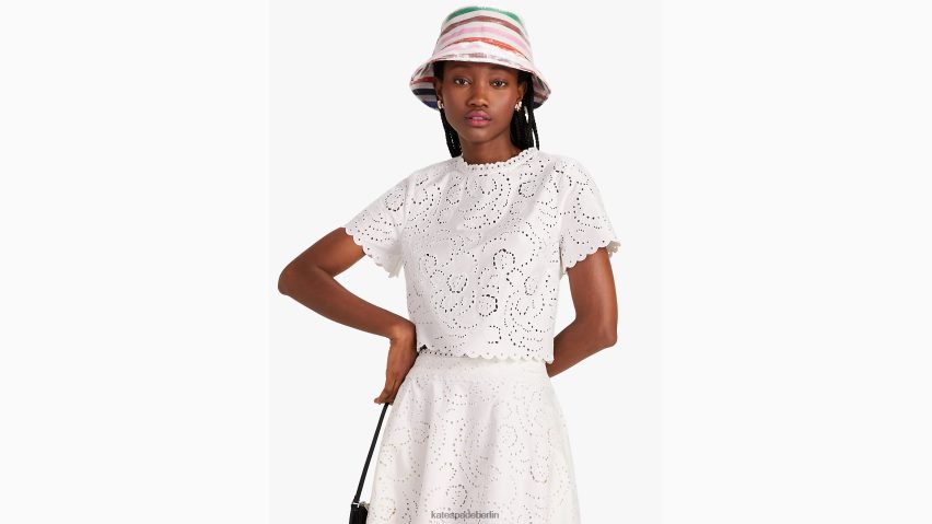 de Kate Spade Frauen Cutwork-Oberteil mit Blumenstickerei französische Sahne NB82J2750 Bekleidung