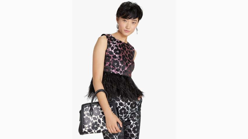 de Kate Spade Frauen Oberteil aus Brokat mit rosigem Gartenfederbesatz rosa Wolke NB82J2879 Bekleidung