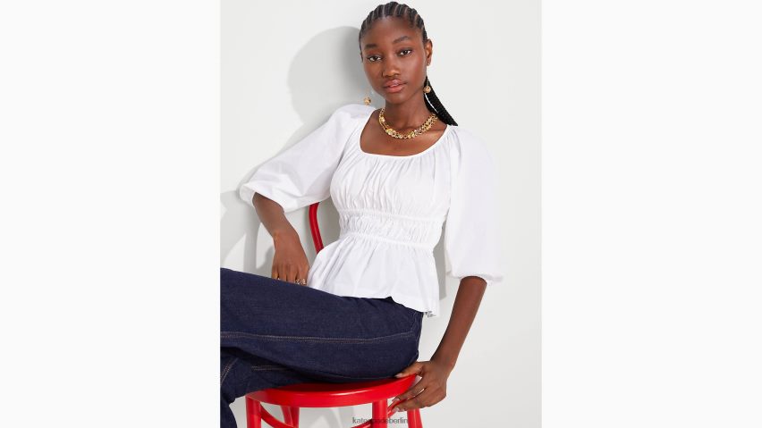 de Kate Spade Frauen Popeline-Riviera-Oberteil frisches Weiß NB82J2871 Bekleidung