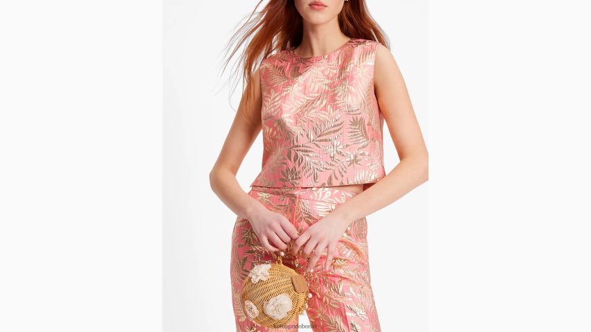 de Kate Spade Frauen Brokatschale mit tropischem Blattwerk Seestern/Gold NB82J2730 Bekleidung