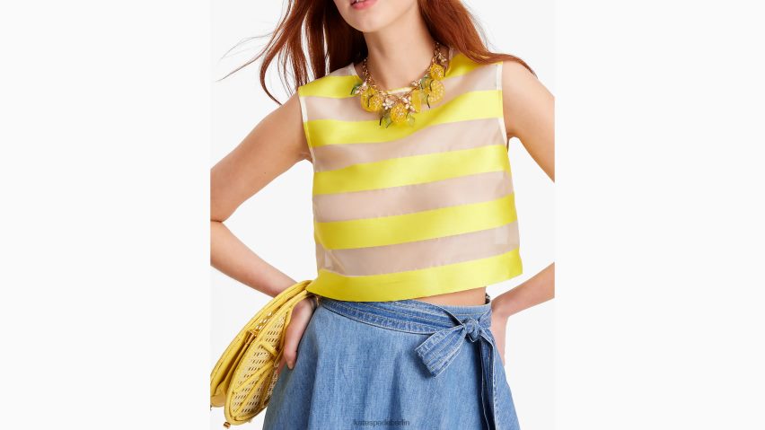 de Kate Spade Frauen Markisenstreifen-Organza-Schale Cadmiumgelb/Creme NB82J2725 Bekleidung