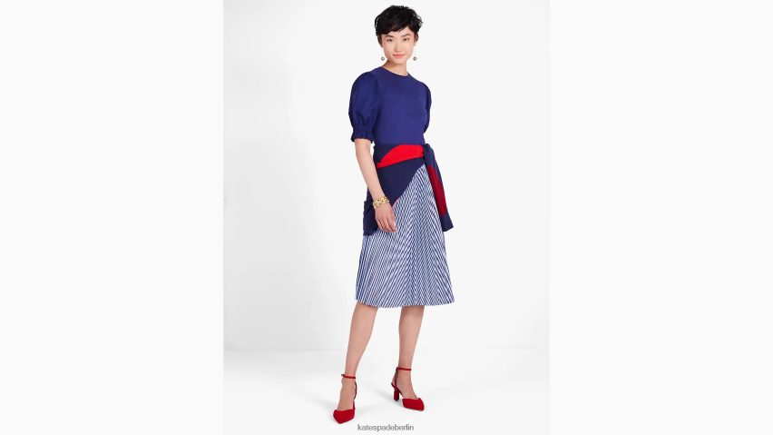 de Kate Spade Frauen Popeline-T-Shirt mit Puffärmeln Französische Marine NB82J2900 Bekleidung