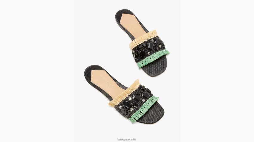 de Kate Spade Frauen Bora Bora Slide-Sandalen schwarz/natur/mint NB82J2578 Schuhwerk