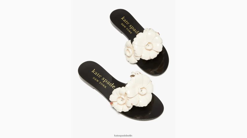 de Kate Spade Frauen Jaylee Slide-Sandalen Schwarz/Französisch-Creme NB82J2507 Schuhwerk