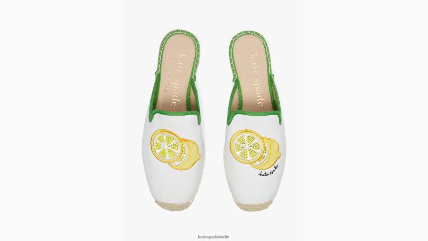 de Kate Spade Frauen Azura-Zitronen-Espadrille-Mules echtes Weiß/KS-Grün NB82J2499 Schuhwerk