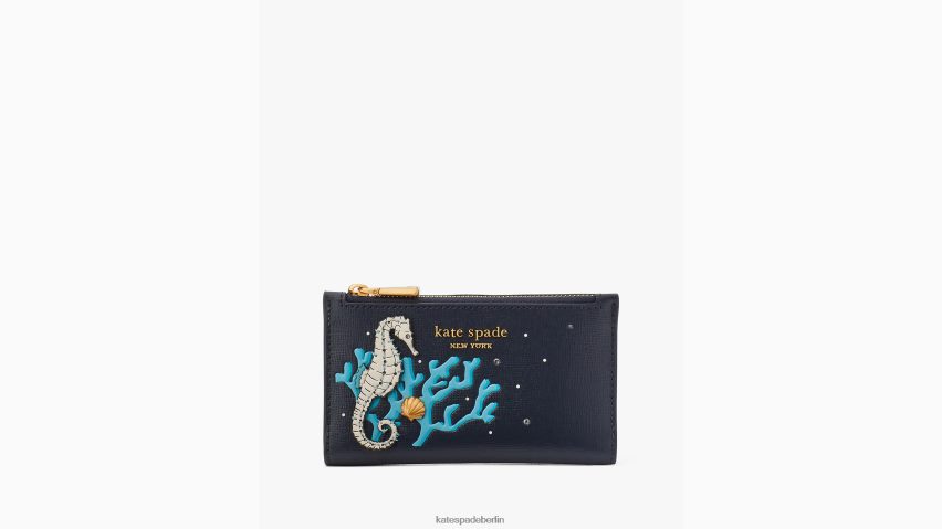 de Kate Spade Frauen Kleine, schlanke Bifold-Geldbörse mit Muschelverzierung Blazer blau multi NB82J2343 Zubehör