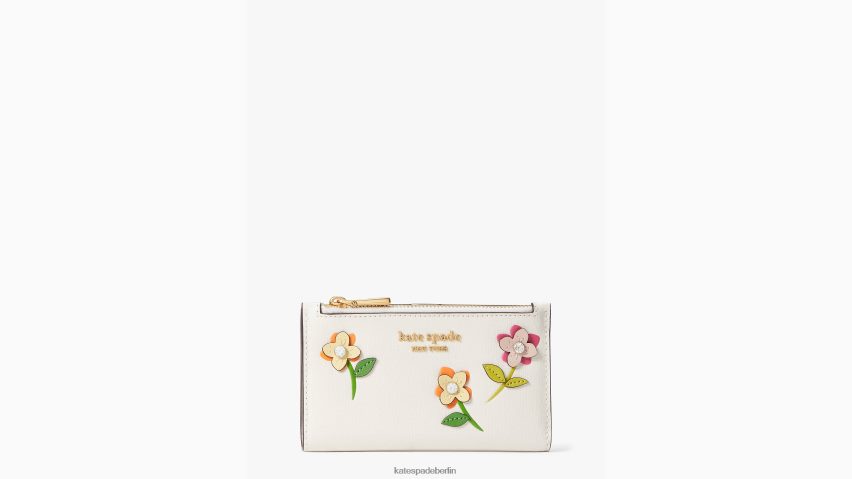 de Kate Spade Frauen Kleines, schlankes Bifold-Portemonnaie in Bloom-Blume-Optik creme multi NB82J2375 Zubehör