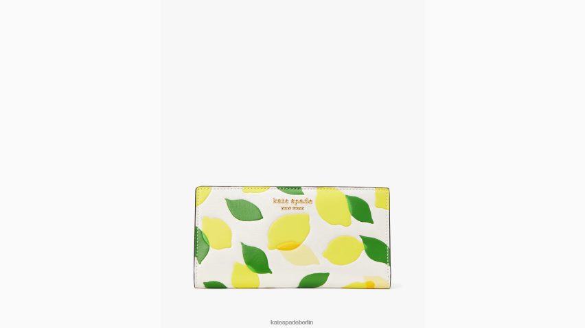 de Kate Spade Frauen Schlanke Bifold-Geldbörse mit Prägung „Morgan Lemon Toss“. Pergament multi NB82J2448 Zubehör
