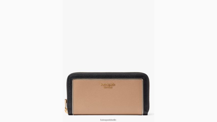 de Kate Spade Frauen Morgan-Brieftasche im kontinentalen Farbblockdesign mit umlaufendem Reißverschluss Café Mokka Multi NB82J2402 Zubehör