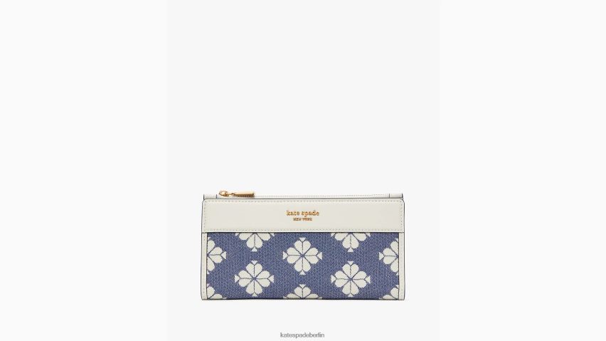 de Kate Spade Frauen Schmales Portemonnaie aus zweifarbigem Canvas mit Blumenmuster und Reißverschluss Halo weiß multi NB82J2422 Zubehör