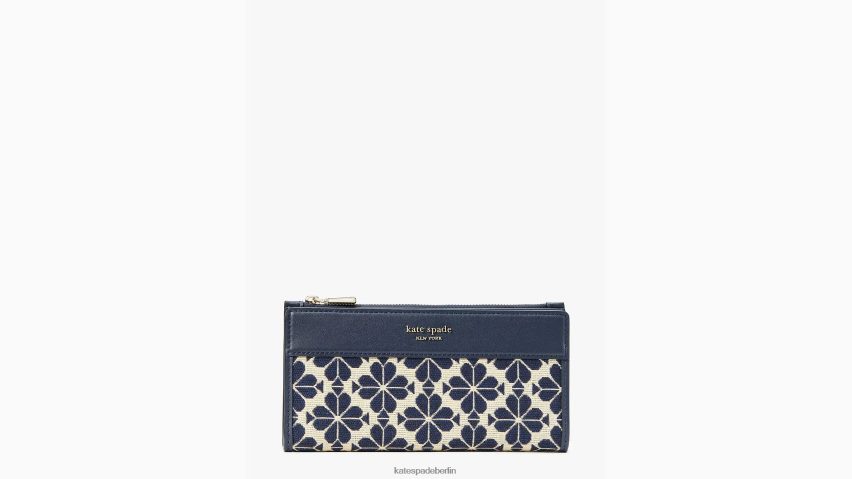 de Kate Spade Frauen Schmales Portemonnaie mit Blumen-Jacquard-Reißverschluss blau mehrfarbig NB82J2393 Zubehör