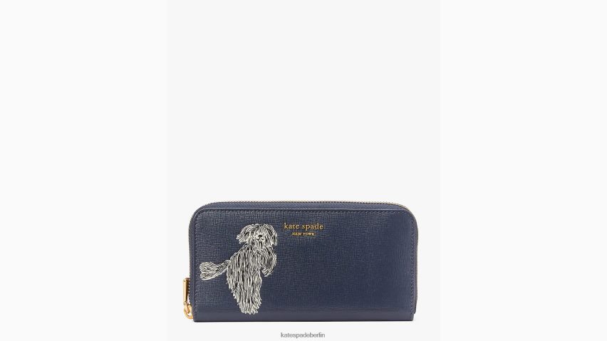 de Kate Spade Frauen Zotteliges, geprägtes kontinentales Portemonnaie mit umlaufendem Reißverschluss Blazer blau multi NB82J2465 Zubehör