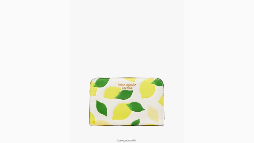 de Kate Spade Frauen Kompaktes Portemonnaie mit Prägung „Morgan Lemon Toss“. Pergament multi NB82J2364 Zubehör