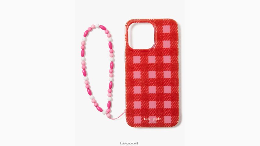 de Kate Spade Frauen Sam Icon Glitzer-Gingham-Armbandhülle für das iPhone 14 Pro rosa Wolke multi NB82J21286 Zubehör