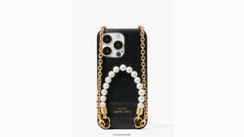 de Kate Spade Frauen Umhängetasche für das iPhone 13 Pro in Perlmutt- und Pavé-Optik Schwarz NB82J21419 Zubehör