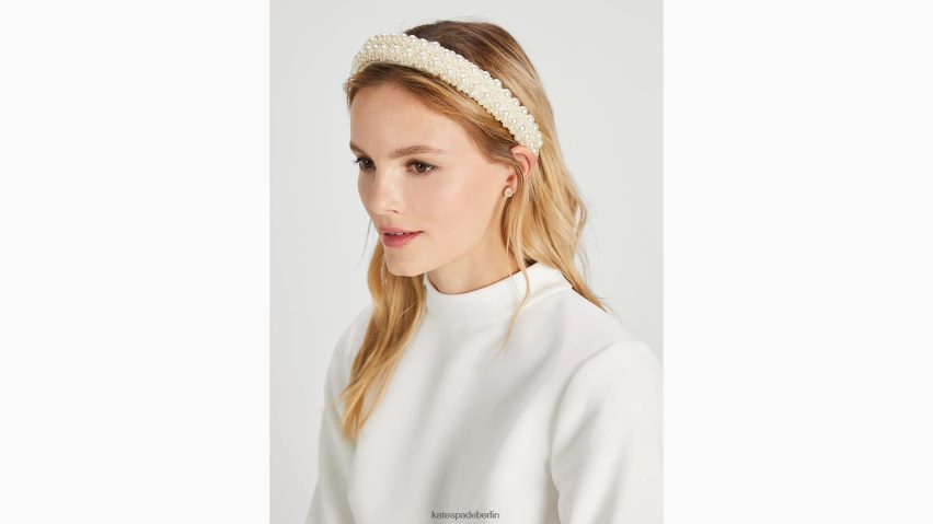de Kate Spade Frauen Braut-Stirnband aus Satin mit Perlenverzierung helles Kopfsteinpflaster NB82J21310 Zubehör