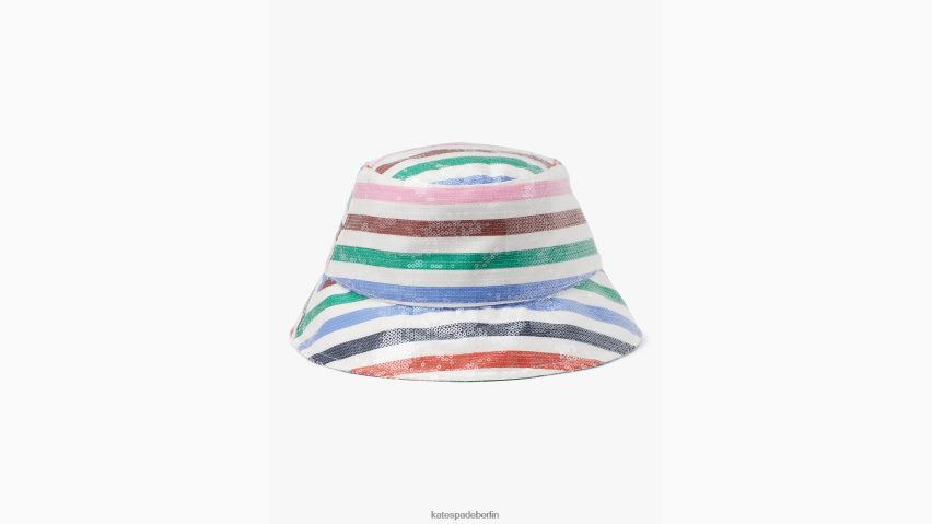 de Kate Spade Frauen Fischerhut mit Streifen und Pailletten im Adventure-Stil Creme mlti NB82J21313 Zubehör