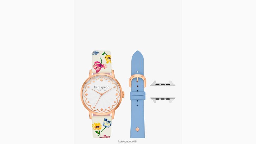 de Kate Spade Frauen Cross-kompatibles 38/40/41-mm-Armbandset aus floralem Leder für die Apple Watch weiß-multi NB82J21176 Zubehör