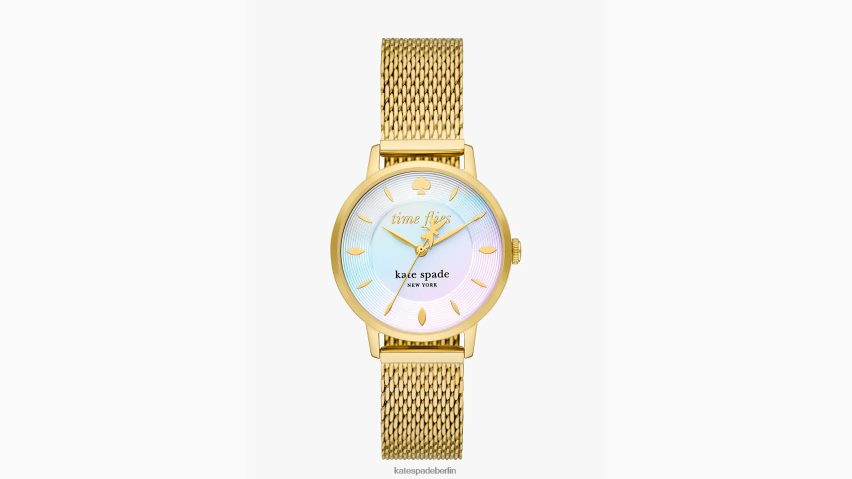 de Kate Spade Frauen Metro-Armbanduhr aus goldfarbenem Edelstahlgewebe Gold NB82J21198 Zubehör
