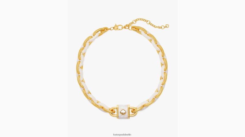 de Kate Spade Frauen Halskette mit Schloss und Statement-Gliedern Weißes Gold. NB82J21021 Zubehör
