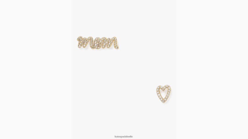 de Kate Spade Frauen Ich liebe dich, Mama, asymmetrische Nieten in Pavé-Fassung klar/gold NB82J21145 Zubehör