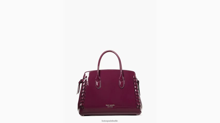 de Kate Spade Frauen Mittelgroße Umhängetasche aus geknotetem Lackleder mit Überwendlingsnaht Persephone lila NB82J2332 Zubehör