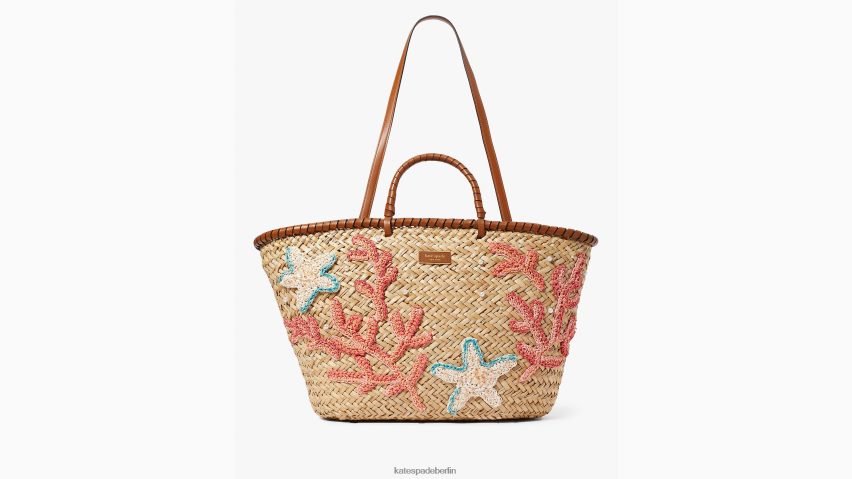 de Kate Spade Frauen Große Tragetasche aus Stroh mit Muschelverzierung natürliches Multi NB82J24 Zubehör