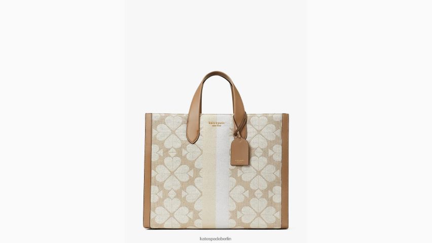 de Kate Spade Frauen Übergroße Manhattan-Tasche mit Blumen-Jacquardstreifen natürliches Multi NB82J2271 Zubehör